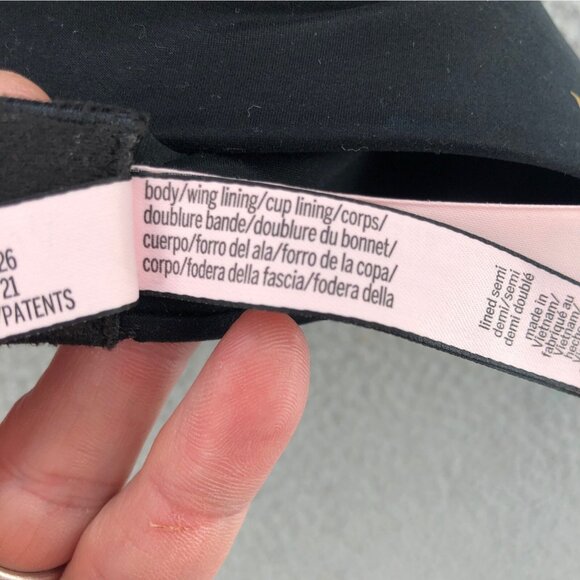 Victorias Secret Bra Womens 32D Black Lined Semi Demi Stretch Adjustable Comfort - Picture 6 of 11